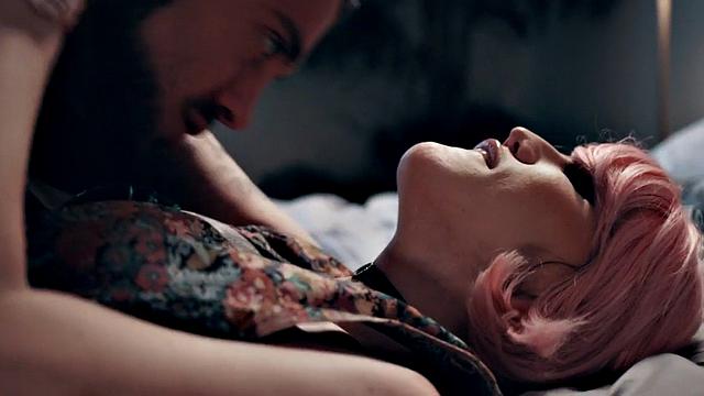 Inked TS babe deepthroats and rides new cock of her banger