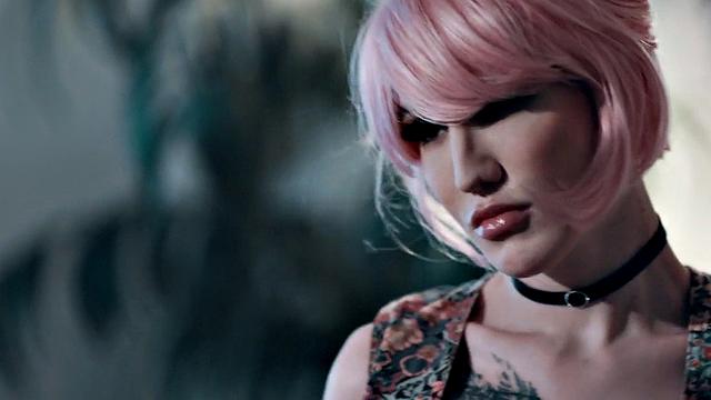 Inked TS babe deepthroats and rides new cock of her banger