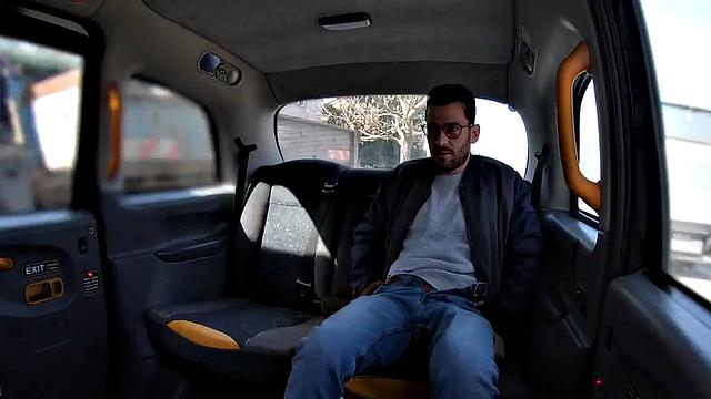Big-titted taxi driver cockriding client after teasing