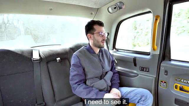 Big-titted taxi driver cockriding client after teasing