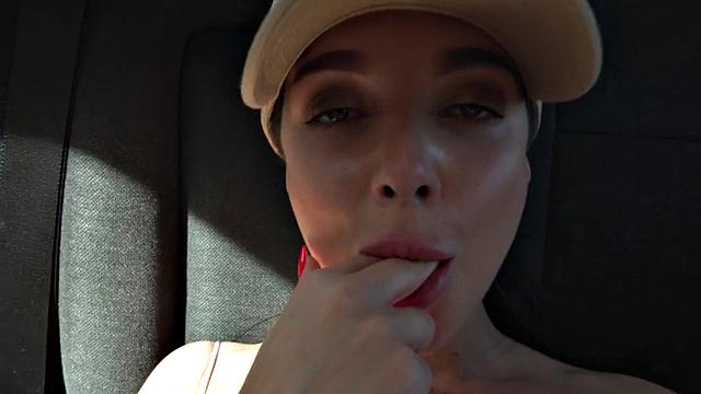 Big-titted taxi driver cockriding client after teasing