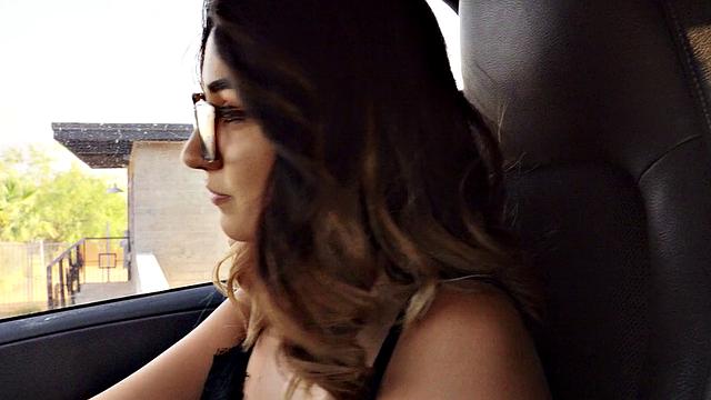 American Muscle Brunette in a bedroom reverse cowgirl with a huge dick