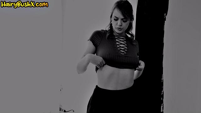 Nasty hairy babe hard pussydrilled