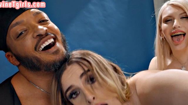 IR college babes fucked in 3way till cum in mouth