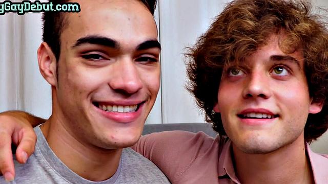 Curly-haired stud barebacks debut bottom after sucking his cock