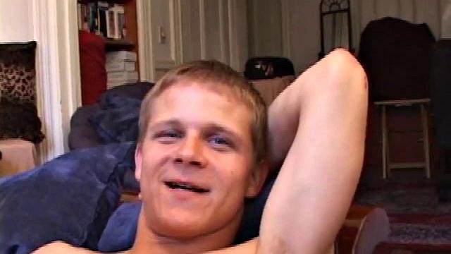 Lucas joins Gunner who is back watching a porn video. After they stroke up their boners, Gunner and Lucas exchange blow jobs. Then Gunner turns Lucas over and fucks his tight ass until Lucas blows a huge cum load onto his belly.