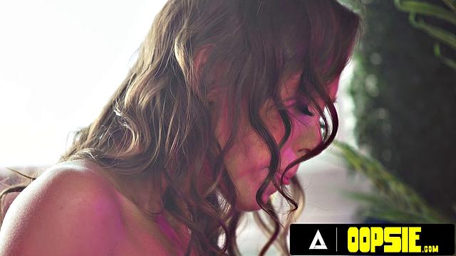 OOPSIE - Busty Trans Babe Fucks Doggystyle Petite Asian MILF During Romantic Bubble Bath