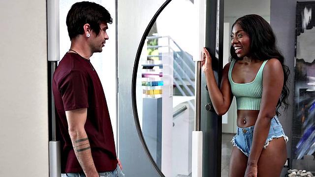 Small tit ebony babe Amari Anne takes cock from her friend's husband