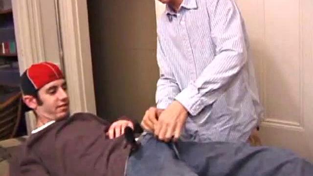 When Tag comes home and finds the massage table out, Matthew has him lie down on it and quickly strips his clothes off to get his hands on that cock. Tag finds someone's dick and starts blowing.