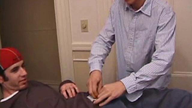 When Tag comes home and finds the massage table out, Matthew has him lie down on it and quickly strips his clothes off to get his hands on that cock. Tag finds someone's dick and starts blowing.