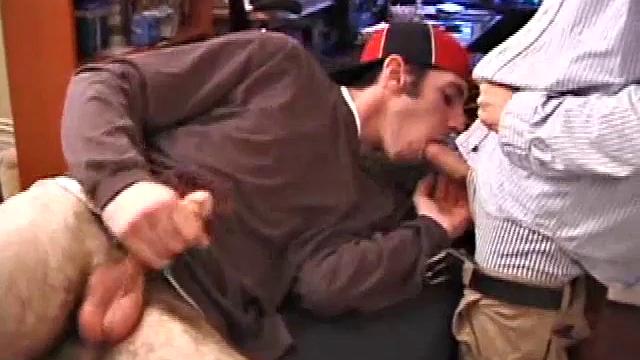 When Tag comes home and finds the massage table out, Matthew has him lie down on it and quickly strips his clothes off to get his hands on that cock. Tag finds someone's dick and starts blowing.