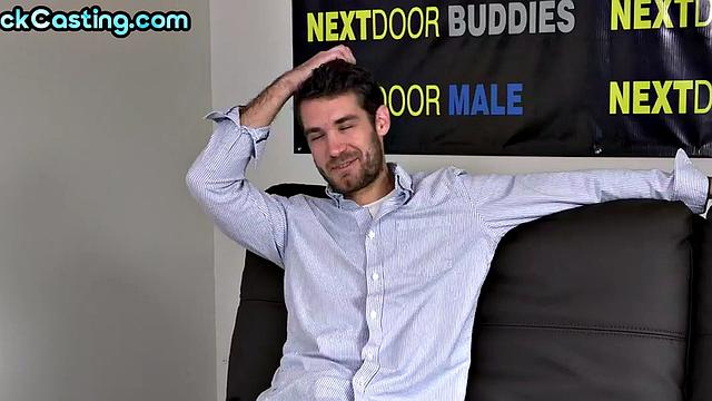 Dreamy jock model casting playing with himself