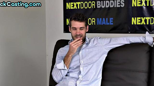 Dreamy jock model casting playing with himself