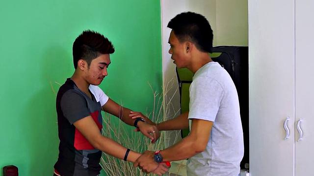 Real Asian with small cock fucked in asshole by BF