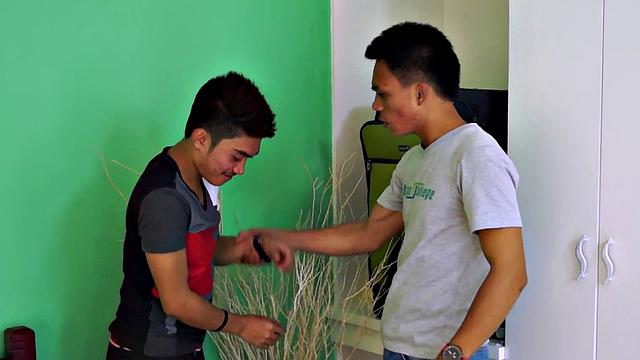 Real Asian with small cock fucked in asshole by BF