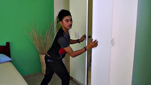 Real Asian with small cock fucked in asshole by BF