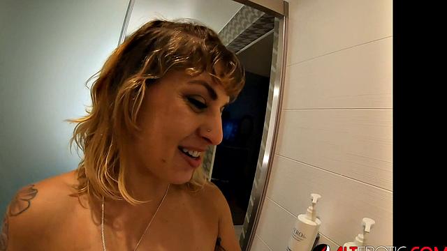 Fallon West and Taylor Nicole wash each other after a wild fuck session