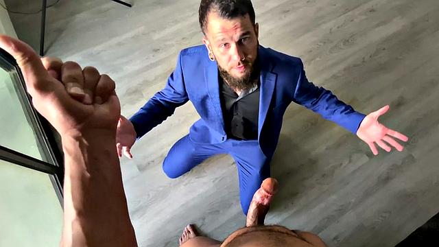 Black POV hunk penetrating ass after cocksucking