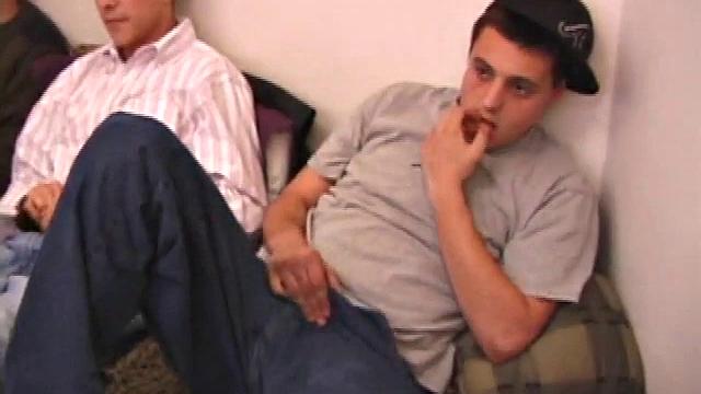 Three men suck and stroke each other