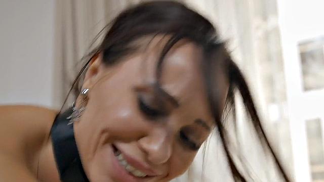 Hot small-assed slut gets her tight ass drilled by a massive black rod in doggystyle