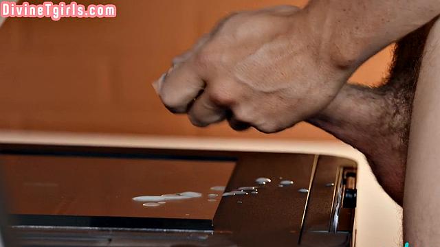 Horny trans shared by 2 dicks