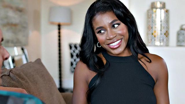 Sensual ebony deepthroating her lover after riding cock