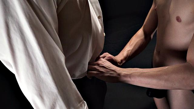 Submissive petite twink barebacked by massive DILF