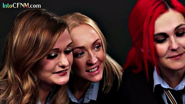 Stunning CFNM babes sucking stud