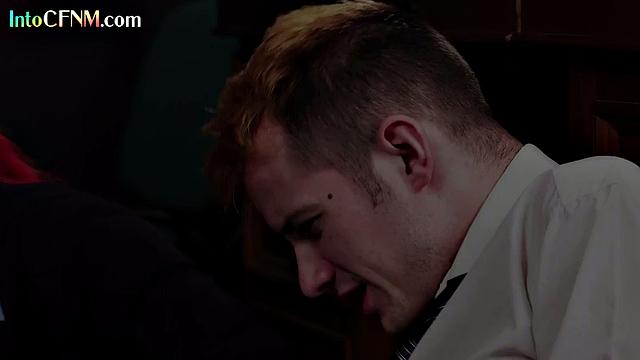 Stunning CFNM babes sucking stud