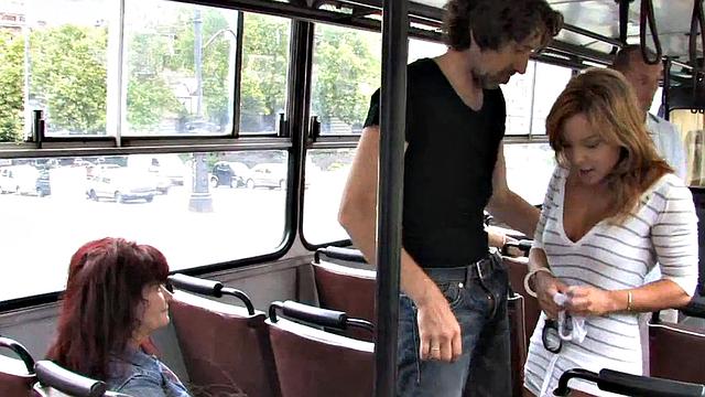 Public drilled in bus b4 she gets fucked outdoor