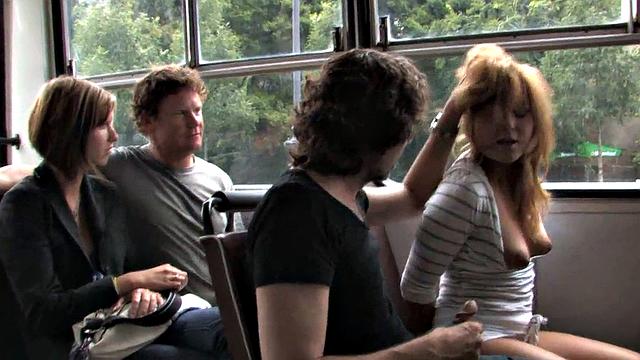 Public drilled in bus b4 she gets fucked outdoor