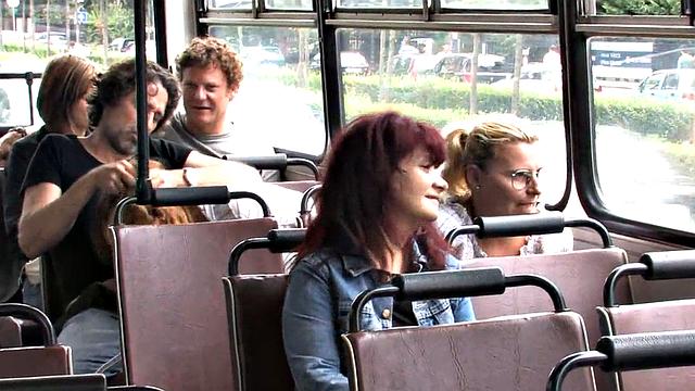 Public drilled in bus b4 she gets fucked outdoor