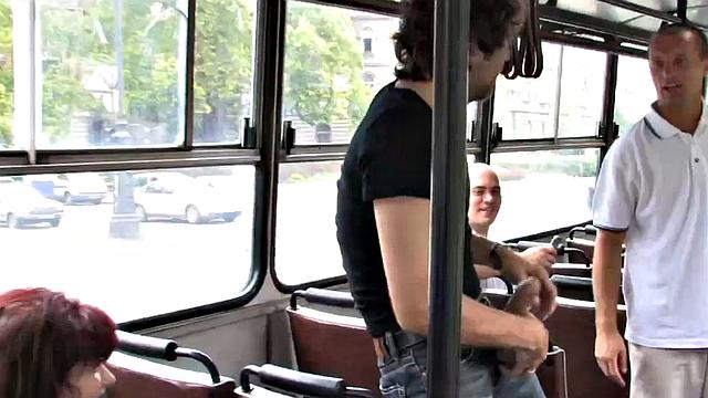 Public drilled in bus b4 she gets fucked outdoor