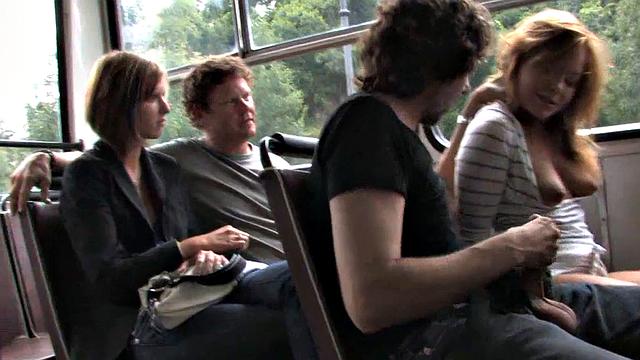 Public drilled in bus b4 she gets fucked outdoor