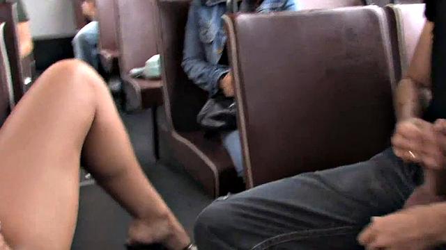 Public drilled in bus b4 she gets fucked outdoor