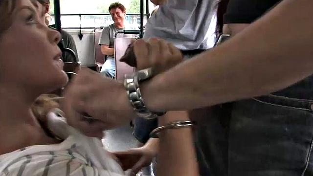 Public drilled in bus b4 she gets fucked outdoor