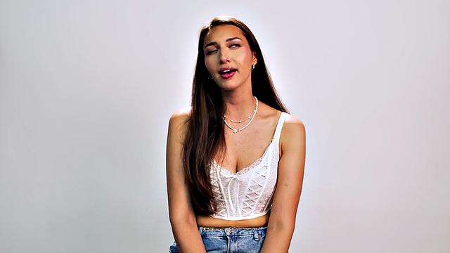 Big-titted babe solo masturbating after casting