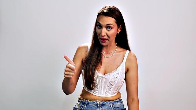 Big-titted babe solo masturbating after casting