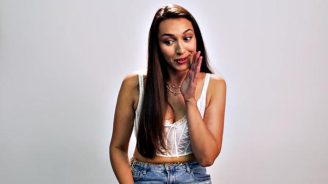 Big-titted babe solo masturbating after casting