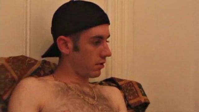 When Tag returns from skateboarding he heads to the bedroom and turns on a video. He begins stripping down and his growing cock flops out. Tag pulls out a couple of sex toys.