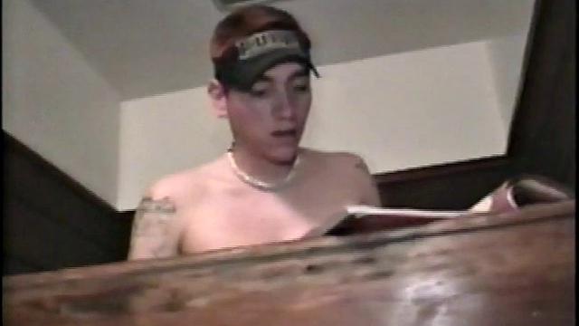 Hawkeye is enjoying some time relaxing in a hot tub, with a girlie magazine and his hard cock that he rubs all over the naked on the pages.