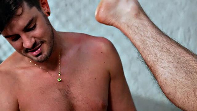 Fisting jock rims and fists hairy BF till cumshot after Blowjob