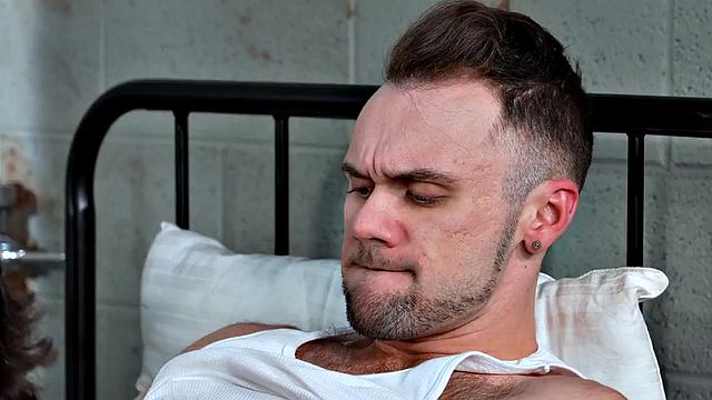 Fisting jock rims and fists hairy BF till cumshot after Blowjob