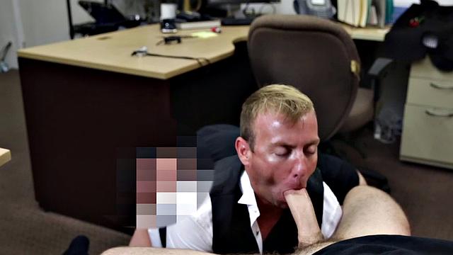 Gaypawn ass banged in office 3way after boss cock