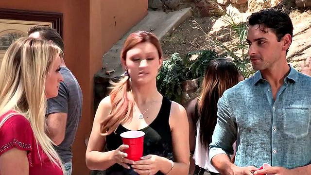 Busty ginger girlfriend riding bf during secret rean de vous