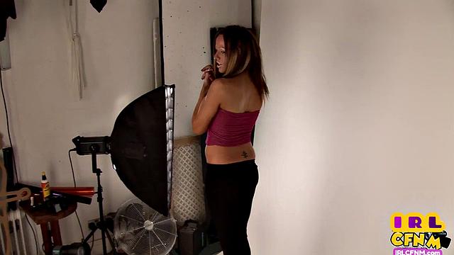 Ebony CFNM spoiling dude at casting