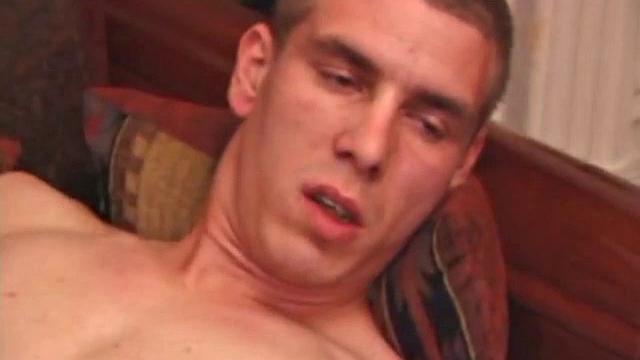 Eager to stroke out his cum load, Richard begins massaging his cock. After oozing some pre-cum he fingers his asshole and coaxes out a huge creamy nut.