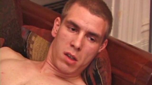 Eager to stroke out his cum load, Richard begins massaging his cock. After oozing some pre-cum he fingers his asshole and coaxes out a huge creamy nut.