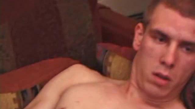 Eager to stroke out his cum load, Richard begins massaging his cock. After oozing some pre-cum he fingers his asshole and coaxes out a huge creamy nut.