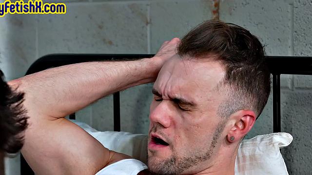 Prison jock anally fisted by mate in common cell